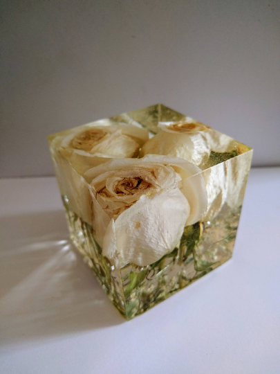 DIY Wedding Bouquet Keepsake Resin Cube Large Heart Flowers