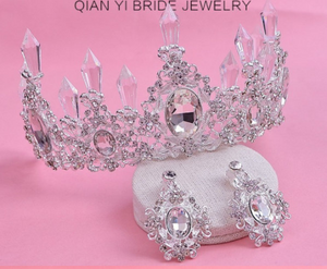 Silver Rhinestones Crystals Wedding Bridal Set of 2.Tiara Crown Hair Accessories For Women