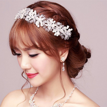 Silver Rhinestones Crystals Handmade Wedding Bridal Tiara Crown Hair Accessories For Women