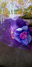 Purple Bllue Wedding Bridal Church Tulle Hat. Breathable women summer sun hat Kentucky Derby polyester feather wide brim floral women hats