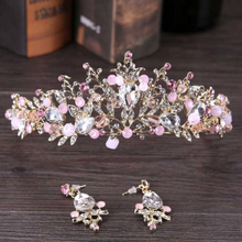 Luxury Wedding Hair Accessories.  Jewelry Rhinestones Set For Bride Shiny  Crystal Floral Tiaras Crown With Earrings Princess Hair Jewelry