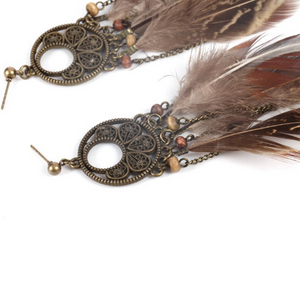 Drop Feather Earrings Bohemian  Dream catcher Tassel Earrings Tribal America Native