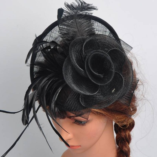 Black Wedding Church Party Fascinator Bridal Veil Wedding Hair Clip Head Funeral Derby Fascinator