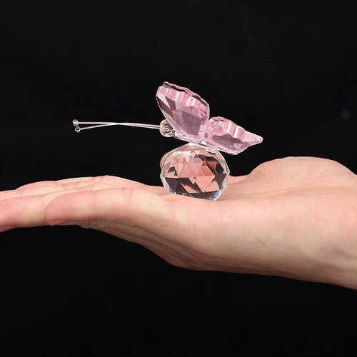 Crystal Glass Pink Butterfly Figurines Paperweights Crafts Figurine  For Home Wedding Decor.Butterfly resin keepsake paperweight.