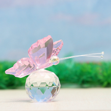 Crystal Glass Pink Butterfly Figurines Paperweights Crafts Figurine  For Home Wedding Decor.Butterfly resin keepsake paperweight.