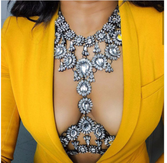 Elegant Crystal Bra Jewellery, GOLD SLING Bralette Body Necklace, Formal  Black and Gold Crystal Jewellery Body Belt 