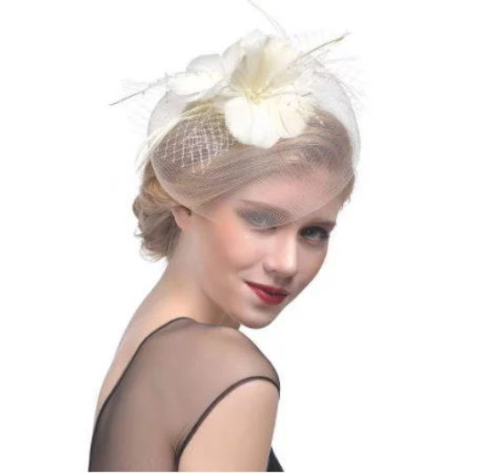 Wedding Church Tea Party Fascinator Hat.Costume Feather Bridal Wedding Hair Clip Head Accessory. Derby Fascinator hat.Headpiece