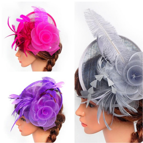 Grey, Purple, Pink Wedding Church Party Fascinator Hat.Costume Bridal Veil Wedding Hair Clip Head Accessory.White Funeral Derby Fascinator hat.Headpiece