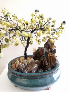 bonsai tree urn Resin Pet Ashes Memorial Keepsake Urn Gemstones beaded wired tree Fish – Gifts with Love and Art