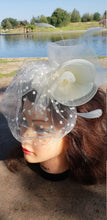 Cream Ivory Fascinator Derby Bridal Church Hat. Wedding Tea Party Mini Hat.Costume Feather Bird Cage Veil Hair Clip Head Accessory.Headpiece