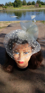 Cream Ivory Fascinator Derby Bridal Church Hat. Wedding Tea Party Mini Hat.Costume Feather Bird Cage Veil Hair Clip Head Accessory.Headpiece