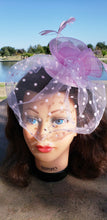 Pink Fascinator Derby Race Bridal Church Hat. Wedding Tea Party Mini Hat.Costume Feather Bird Cage Veil Hair Clip Head Accessory.Headpiece