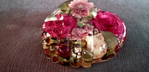 Preserved Wedding Flowers Bouquet in Large Heart Shaped Resin Paperweight Keepsake Bridal memories of your wedding, anniversary,funeral