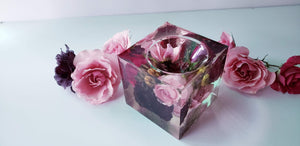 Preserved Bridal Bouquet Candle Holder Keepsake.Wedding Flowers Resin Paperweights.Wedding anniversary.