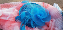 Light Bliue Turquoise Sinamay Fascinator Derby Bridal Church Hat. Wedding Tea Party Mini Hat.Costume Feather Hair Clip Head Accessory.