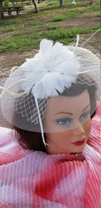 Ivory Cream Beige Fascinator Derby Race Bridal Church Hat. Wedding Tea Party Mini Hat.Costume Feather Hair Clip Head Accessory.Headpiece
