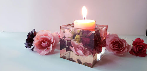 Preserved Bridal Bouquet Candle Holder Keepsake.Wedding Flowers Resin Paperweights.Wedding anniversary.