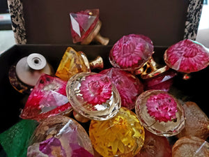 Resin Diamond shaped Real Flowers Dandelion Door Knobs.Cabinet Knobs.Kitchen Bathroom Knobs.Paperweight knobs pulls Resin Paperweight Decor.