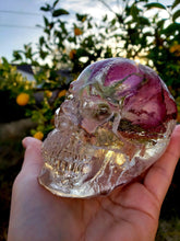 Resin Skull Preserved Flowers Paperweight Keepsake. Preserving Funeral flowers.Preserved Rose Paperweight.Rose Keepsake.Flower Skull
