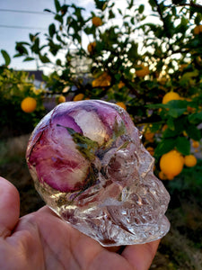 Resin Skull Preserved Flowers Paperweight Keepsake. Preserving Funeral flowers.Preserved Rose Paperweight.Rose Keepsake.Flower Skull