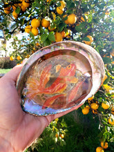 Large Resin Paperweight Gold Koi Fish Pond in Abalone Shell Acrylic Painting Resin Miniature Keepsake Paperweights . Office home decor gift.