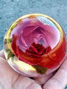 Red Rose Resin Orb Paperweight! A thoughtful gift for a loved one! Rose paperweight keepsake. Flowers keepsake.Home decor. Crystals