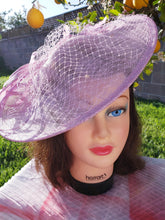 Pink Blush Purple Violet Sinamay Fascinator.Derby Race Bridal Church Hat. Funeral Mini Hat.Costume Feather Hairband Head Accessory.Headpiece