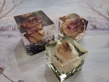 Real Rose Flowers in cube keepsake paperweight NATURAL GIFT. Rose Paperweights.Preserved Dried Flowers. Wedding Funeral Glass like.Crystals