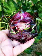 Resin Red Purple Rose Flowers Crystals Paperweight.Beauty and the Beast Paperweight Keepsake Love Forever. Preserved Rose Flowers. Crystals.