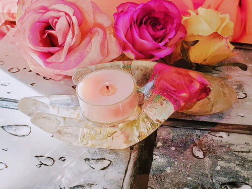 Custom Funeral Flowers Candle Holder Paperweights Keepsake .Preserved Flowers Paperweight.Flowers Weddings. Funeral flowers.Hand candle hol