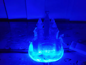 Winter Christmas Snow Castle Lights Buttery Operated night lamp. Winter Wonderland. Resin Blue Lamp. Princess Castle Lamp.