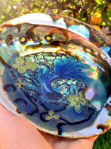 Large Resin Paperweight Blue Betta Fish Pond in Abalone Shell. Resin Miniature Keepsake Paperweights . Office home decor