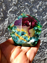 Resin Purple Rose Flowers Crystals Paperweight.Beauty and the Beast Paperweight Keepsake Love Forever. Preserved Rose Flowers. Crystals.