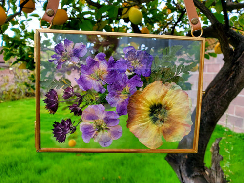 Custom Pressed Bridal/Bouquet Wall Hangings. Pressed flower frame, hanging terrarium,Wedding Funeral Flowers,double glass frame.