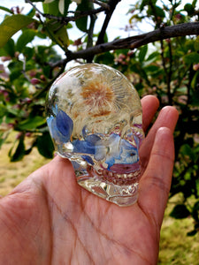 Resin Skull Real Dandelion Preserved Flowers Paperweight Keepsake. Preserved Flower Paperweight.Flowers Keepsake.Flower Skull Paperweight.