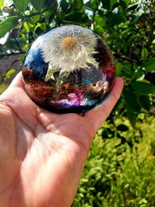 Custom Dandelion Resin Paperweight! A thoughtful gift for a loved one! A half of large sphere, orb, globe, keepsake. Make a wish!Home decor.