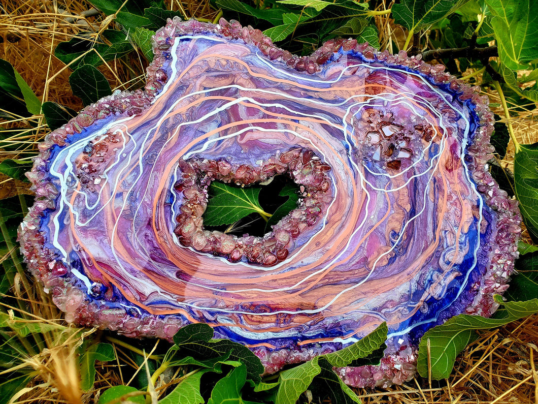 Custom Resin Geode Painting Art. Serving Tray Platter. Pink Blue Orange Cheese Tray. Geode Painting Art. Vanity Tray.Wall Art.