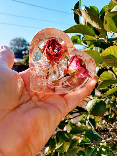 Custom Preserved wedding Flowers Resin Heart like glass Paperweight Keepsake. Bridal bouquet memories of your wedding, anniversary,funeral.