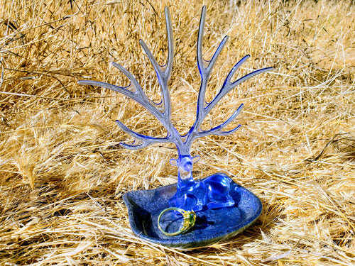 Resin Tray Platter. Blue Jewelry Tray Organizer. Deer Ring Holder.Dear Ring Holder . Paperweight Vanity Tray.