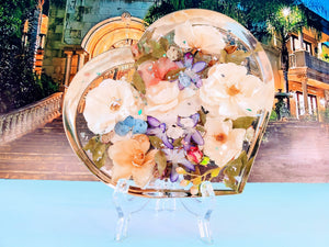 Preserved Wedding Flowers in Large Resin Heart Paperweight Keepsake Bridal romantic memories of your wedding, anniversary,funeral