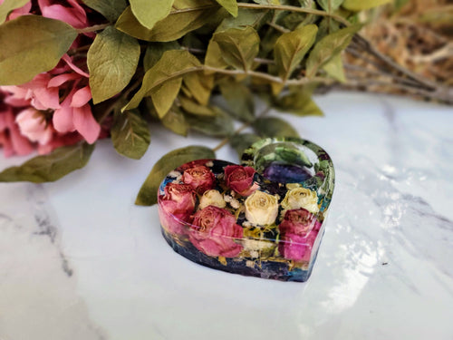 Preserved Bridal Bouquet Heart Shaped Candle Holder Keepsake. Wedding Flowers Resin Paperweights. Wedding anniversary .Heart Candle Holder.