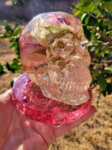 Resin Skull Preserved Flowers Paperweight Keepsake. Preserving flowers.Preserved Rose Paperweight.Rose Keepsake.Flower Skull