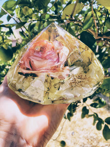 Preserved Wedding Flowers Bouquet Large Diamond Shaped Resin Paperweight Keepsake.Preserving Bridal Bouquet. Dried Flowers.Funeral flowers.