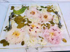Wedding Bridal Flowers Preservation. Pressed Bouquet Resin Tray Paperweight Organizer. Preserved Bridal Bouquet. Pressed Flowers tray