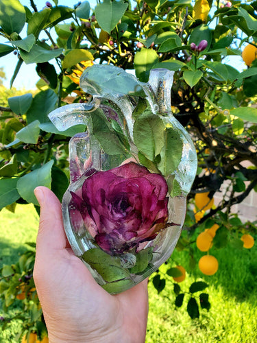 Custom Large Anatomical Human Heart Resin Preserved Flowers Paperweight Keepsake. Preserved Flowers. Flowers Keepsake. Heart Paperweight.