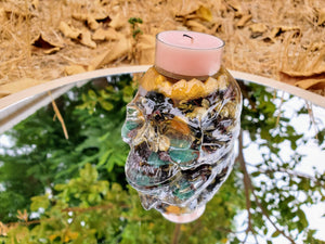 Custom Order Resin Scull Paperweight. Skull Candle holder. Paperweight Keepsake. Eye of Shiva in forehead.