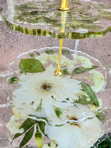 Preserved Pressed Wedding Flowers Bouquet in Resin Cake Stand Paperweight Keepsake.Preserved Bridal Bouquet.Pressed Flowers Keepsake,