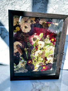 Custom Pressed Flowers Frame Bouquet Preservation, Wedding Bridal DRIED Flower, Wedding Funeral Pressed Flowers, Keepsake Hanging Shadow box
