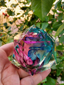 Custom Rainbow Rose Flowers Crystals Paperweight. Beauty and the Beast Paperweight Keepsake Love Forever. Preserved Rose Flowers. Crystals.