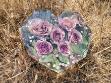 Custom Preserving Wedding Flowers in Large Resin Heart Paperweight Keepsake Bridal romantic memories of your wedding, anniversary, funeral